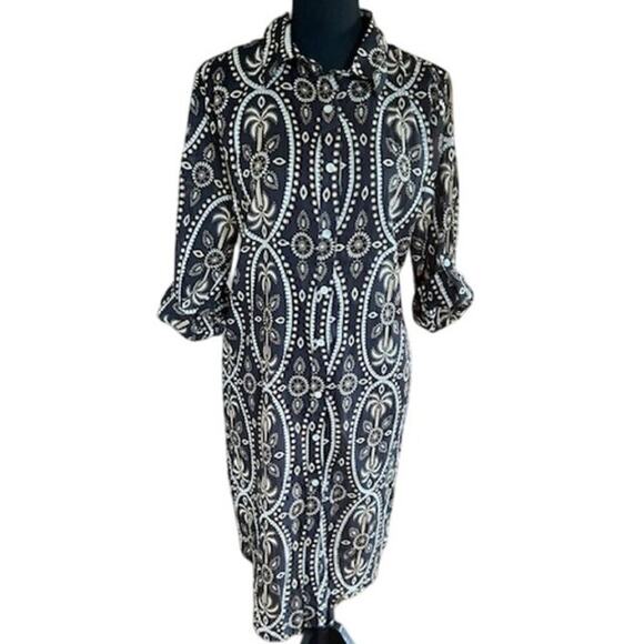 Haute Hippie Black Palm Print 100% Cotton Shirt Dress – Size S - Picture 1 of 6
